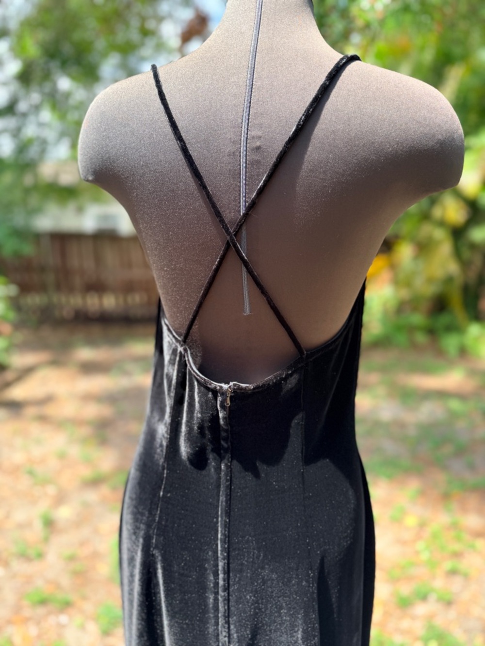 90s 2000s Maggie London Velvet 100% Silk Drop Waist Dress - Picture 7 of 12